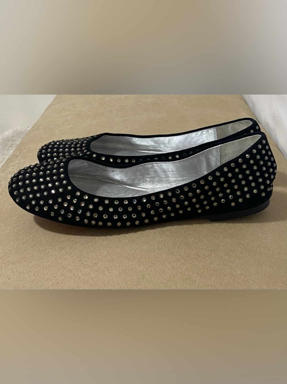 Pelle Moda Black Studded Suede Ballet Flats